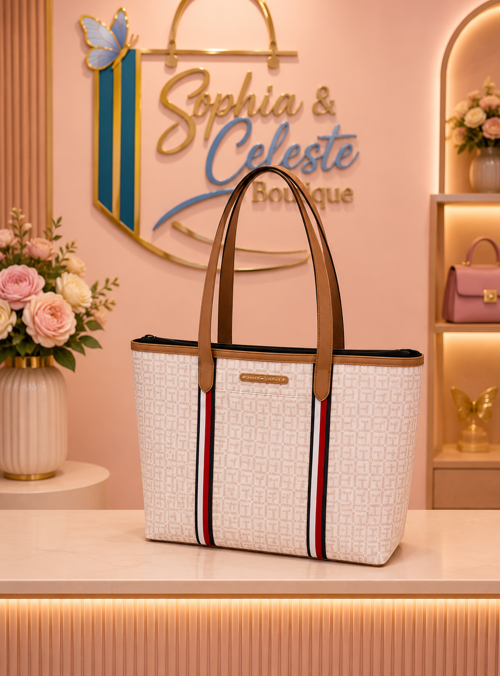 Tommy Hilfiger Large Tote Bag Color Beige