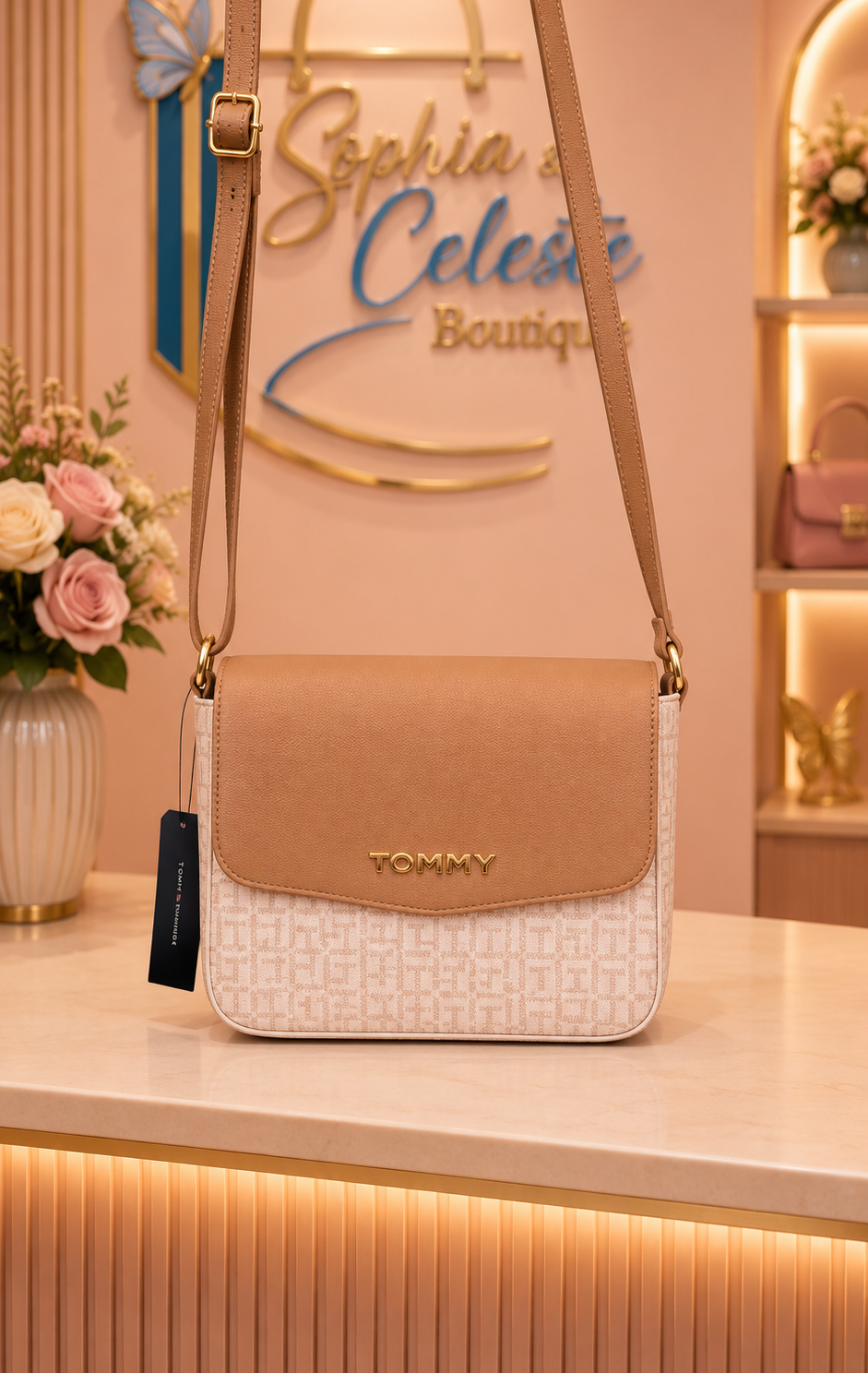 Tommy Hilfiger Large Cross Body Color Beige Brown