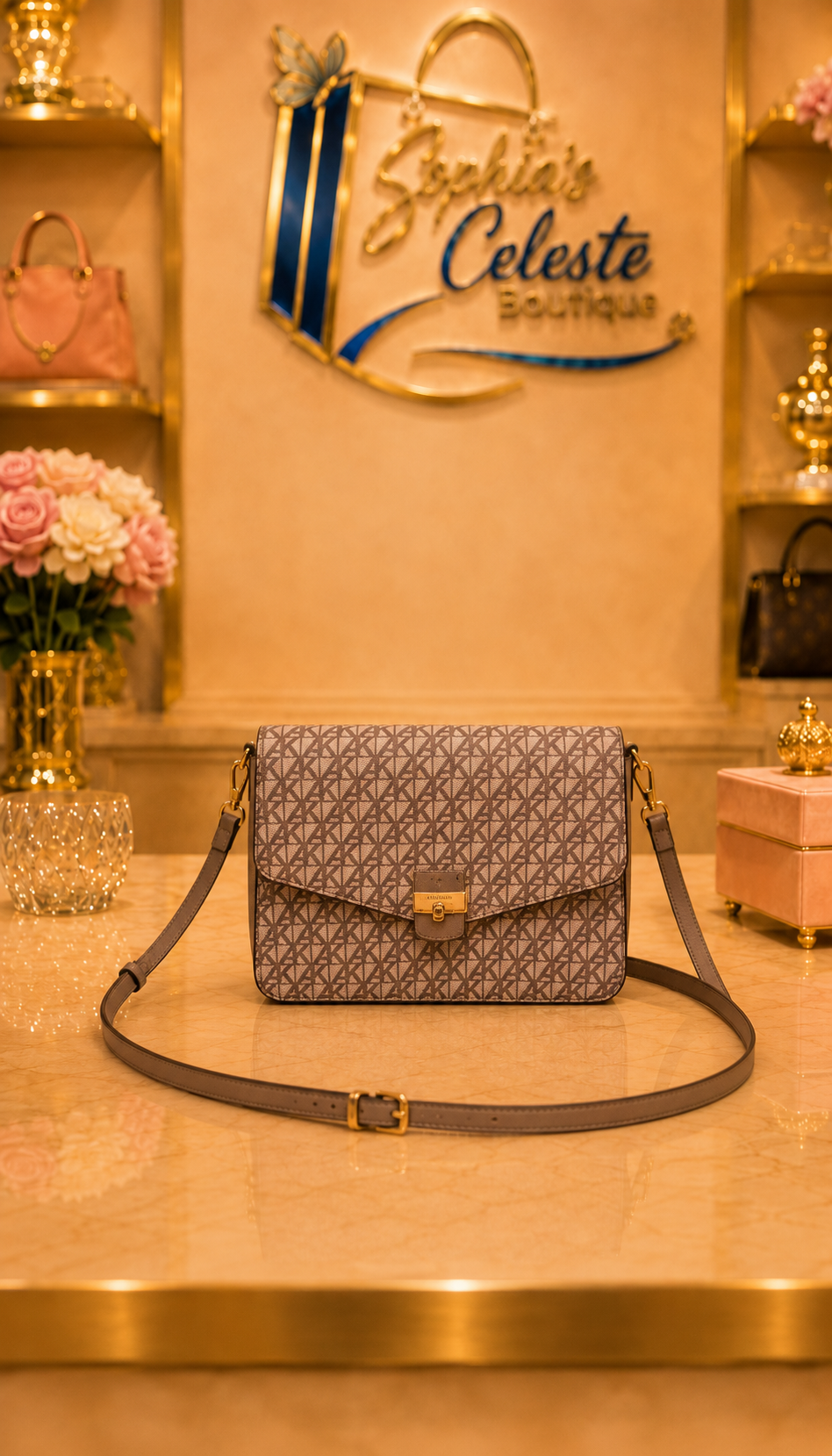Anne Klein Luxury Cross Body Color Chest Nut