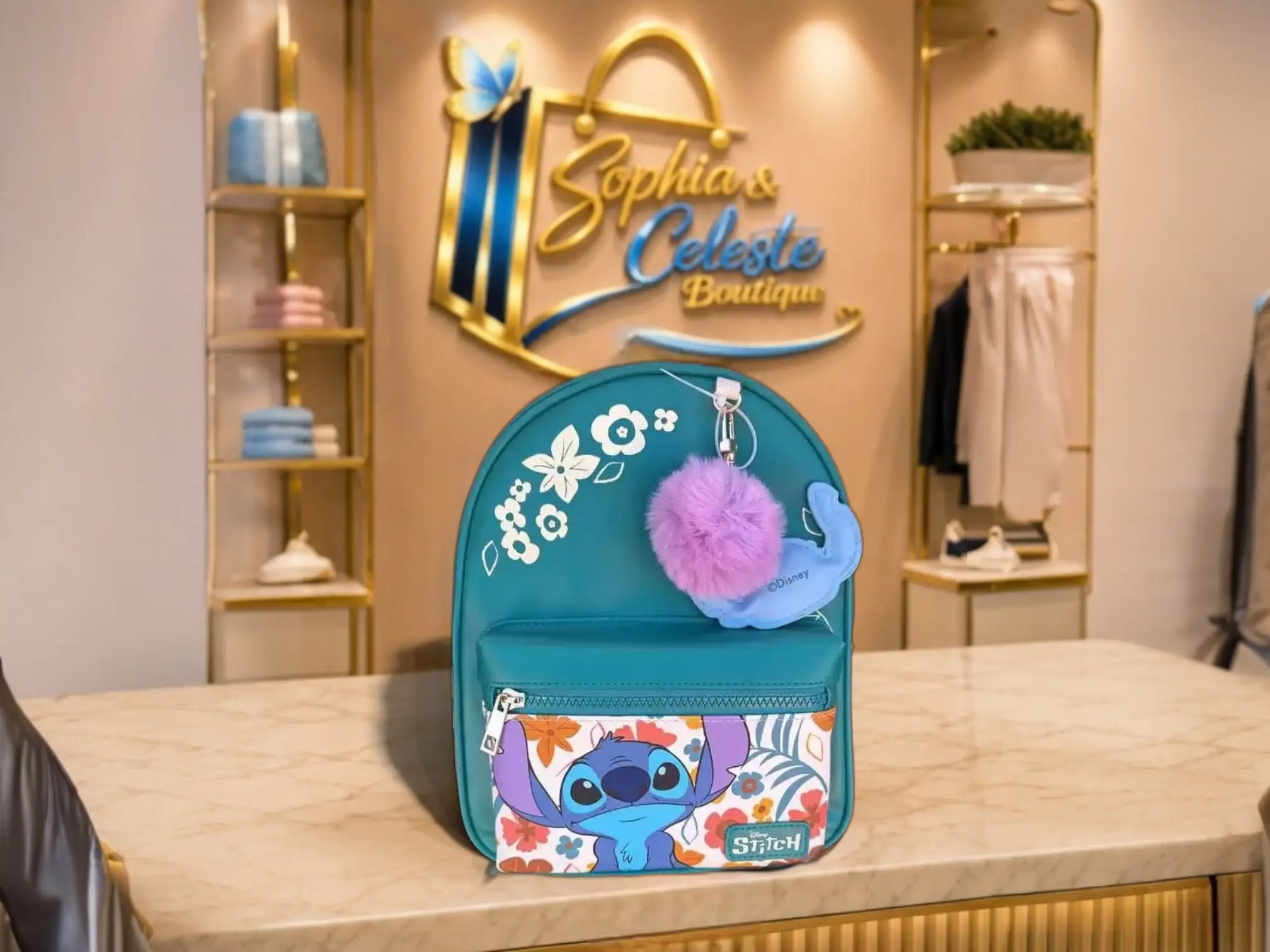 Disney Stitch Book Bag color Aqua Green
