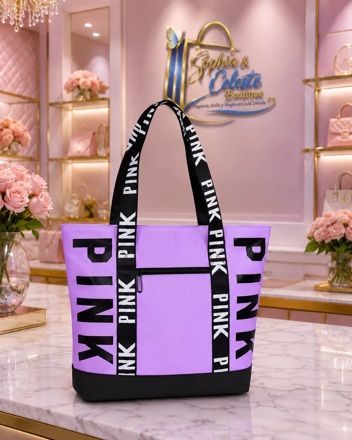 Victoria Secret MOPERIL Travel Tote Bag Color Purple Graffiti