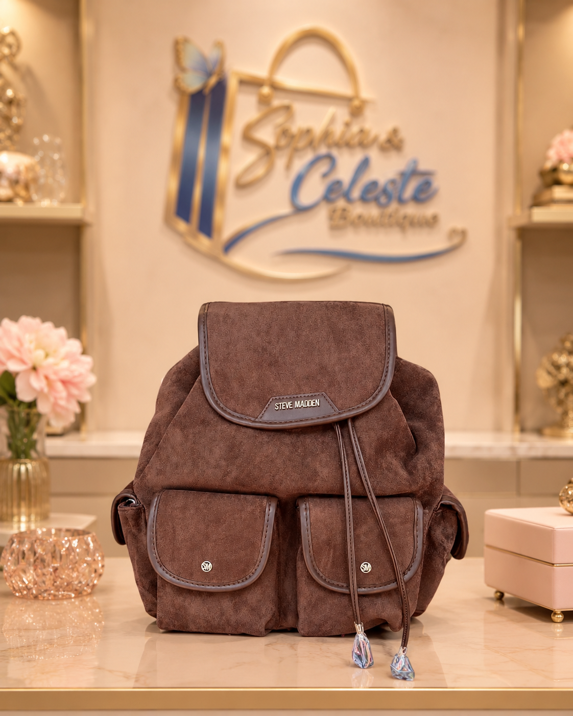 Steve Madden Fancy Book Bag Leather Color Chocolate