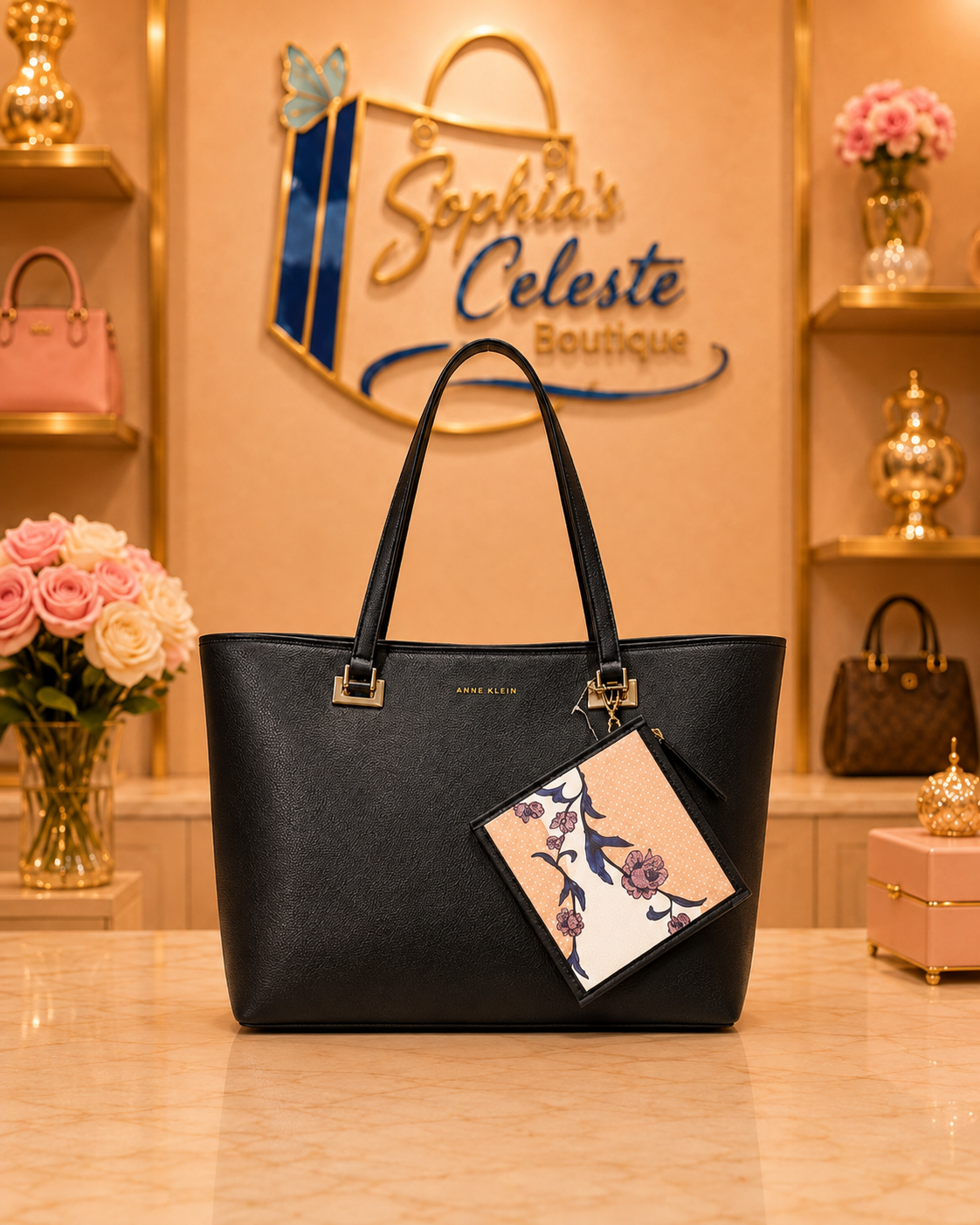 Anne Klein Luxury Bag Large Tote Bag Color Black_Negro
