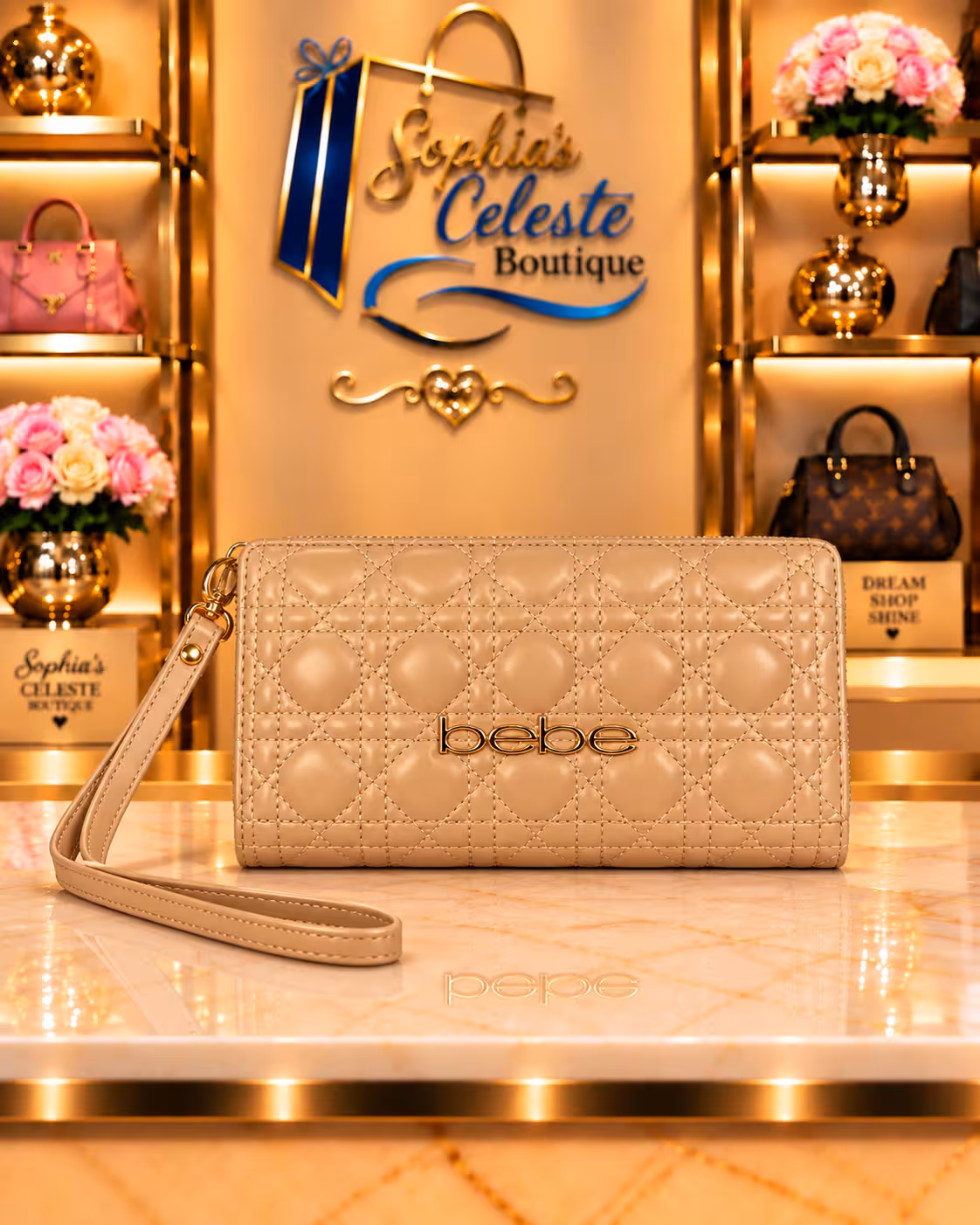 Bebe Tommy Wallet para Damas Color Beige