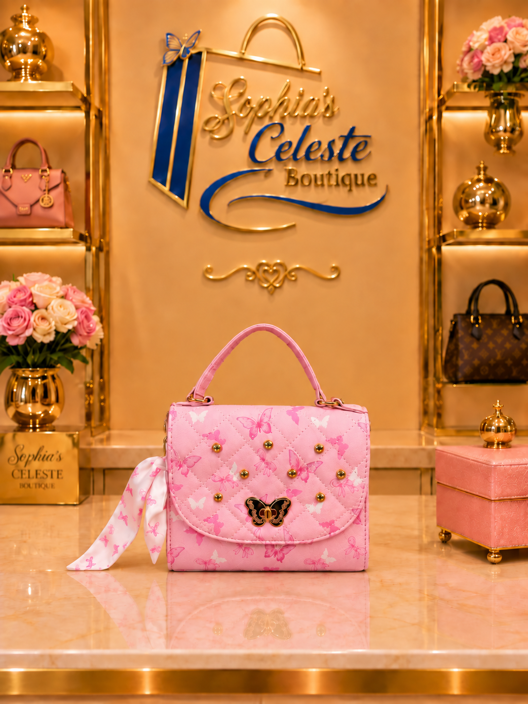 UnderoneSky bolso para Girls Color Rosa con Mariposas