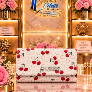 Guess Wallet para Dama de Broche Color Cherry/White
