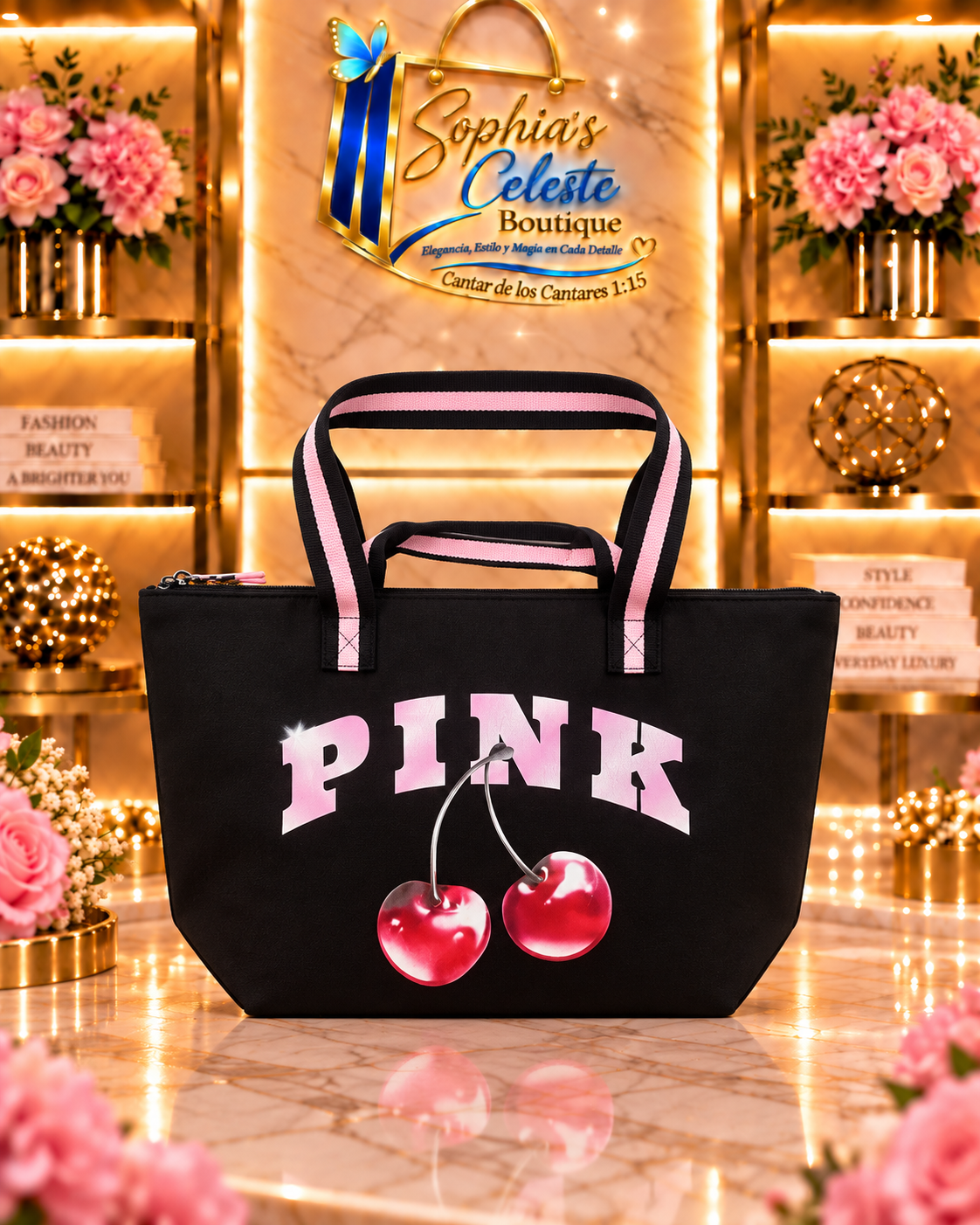 Victoria Secret Travel Tote Bag Color Cherry Black