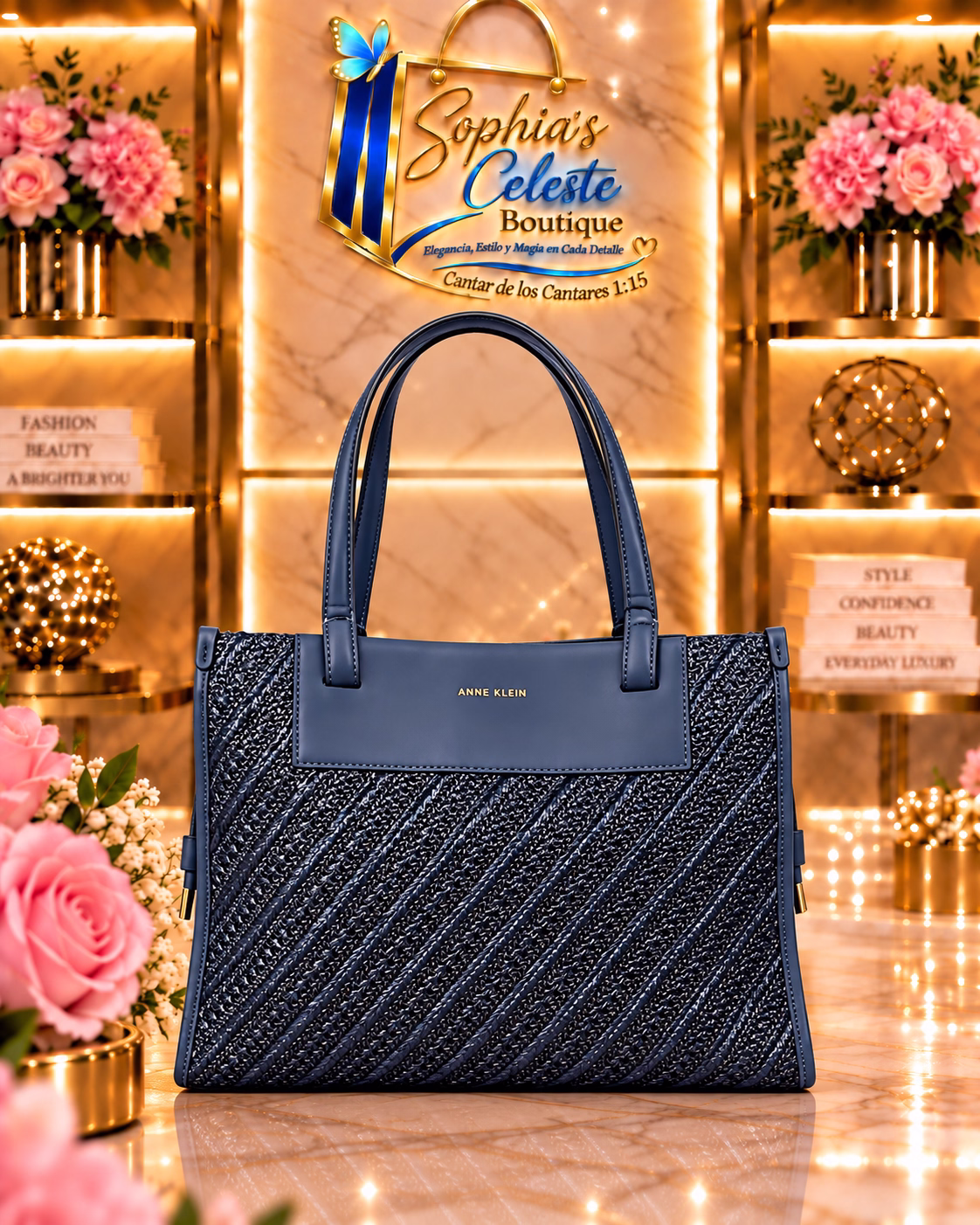 Anne Klein Luxury Bag Large Tote Bag Color Azul Marino