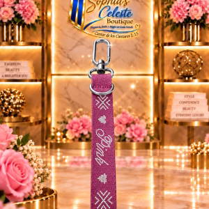 Wristlet Strap Keychain Color Wild Rose with Bling Logo SizeOne