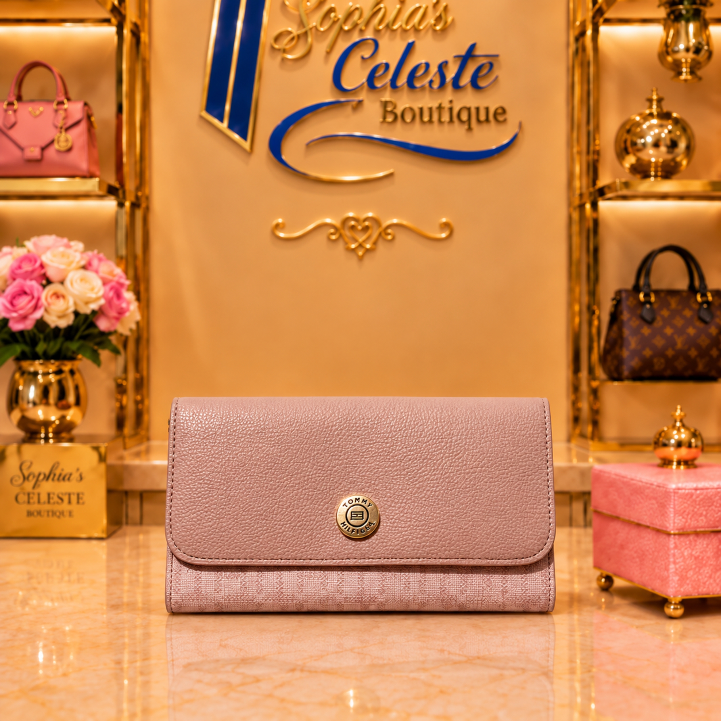 Tommy Hilfiger Cartera para Dama de Broche Color Rosa